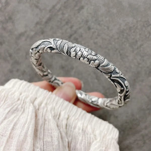 S999 Silver Jewelry Three-Dimensional Carved Vine Design Bracelet. Buy from 100Sterling.com.