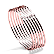 Load image into Gallery viewer, Minimalist 925 Sterling Silver Rose Gold-plated Ultra-Slim 2mm Six Hoop Bracelet. Buy from 100Sterling.com