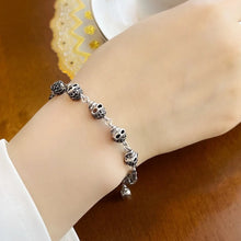 Load image into Gallery viewer, 925 Sterling Silver Skull and Pave Zircon Bracelet. Buy at 100Sterling.com.