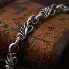 Load image into Gallery viewer, Genuine 925 Sterling Silver Bracelet with vine design chain and toggle clasp. Buy from 100sterling.com.