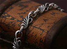 Load image into Gallery viewer, Genuine 925 Sterling Silver Bracelet with vine design chain and toggle clasp. Buy from 100sterling.com.