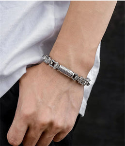 S925 Sterling Silver Rattan Square O-Chain Bracelet