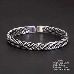 Genuine 999 Solid Sterling Silver Braided Bangle Cuff. Buy from 100Sterling.com