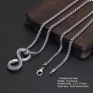 925 Sterling Silver Infinite Symbol Snake Pattern Pendant Necklace . Buy at 100Sterling.com.