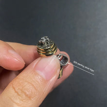 Load image into Gallery viewer, Retro 925 Sterling Silver and Gold Plated Dumbbell "Be A Warrior" Pendant, Buy at 100Sterling.com