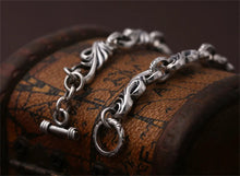 Load image into Gallery viewer, Genuine 925 Sterling Silver Bracelet with vine design chain and toggle clasp. Buy from 100sterling.com.