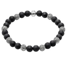 Load image into Gallery viewer, Hero Black Karma Bracelet with 925 Sterling Silver and Obsidian Beads. Buy at 100Sterling.com.