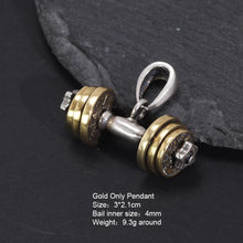 Load image into Gallery viewer, 925 Sterling Silver Dumbbell gold plated Pendant Only For Men and Women Fitness Enthusiasts. Buy at 100Sterling.com