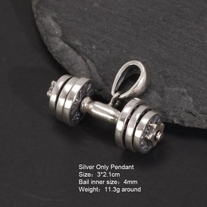 925 Sterling Silver Dumbbell Pendant Only For Men and Women Fitness Enthusiasts. Buy at 100Sterling.com
