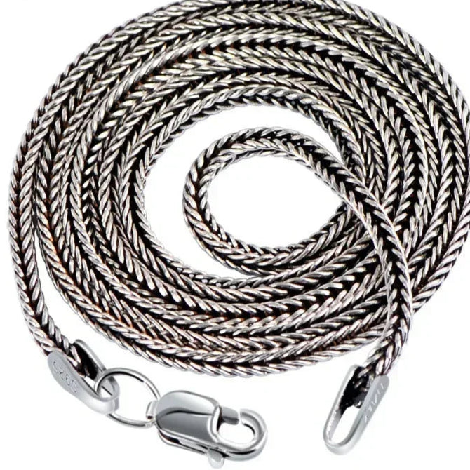 925 Sterling Silver Necklace with Vintage Foxtail Design. 100Sterling.com