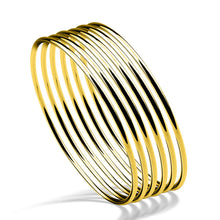Load image into Gallery viewer, Minimalist 925 Sterling Silver Gold-plated Ultra-Slim 2mm Six Hoop Bracelets. Buy from 100Sterling.com