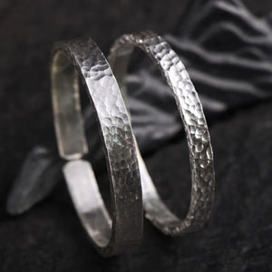 ⭐New 100% S999 Silver Retro Hand Hammered Bracelet