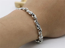 Load image into Gallery viewer, Genuine 925 Sterling Silver Bracelet with vine design chain and toggle clasp. Buy from 100sterling.com.