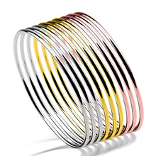 Load image into Gallery viewer, Minimalist 925 Sterling Silver, Gold-plated, Rose Gold-plated Ultra-Slim 2mm Hoop Bracelets. Buy from 100Sterling.com