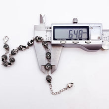 Load image into Gallery viewer, 925 Sterling Silver Skull and Pave Zircon Bracelet. Buy at 100Sterling.com.