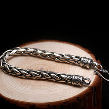 Load image into Gallery viewer, 925 Sterling Silver Bracelet with Weaved Chain Link and Fishhook Clasp. 100Sterling.com