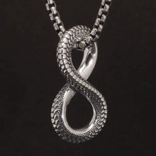 Load image into Gallery viewer, 925 Sterling Silver Infinite Symbol Snake Pattern Pendant Necklace . Buy at 100Sterling.com.