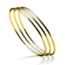 Load image into Gallery viewer, Minimalist 925 Sterling Silver Gold-plated Ultra-Slim 2mm Three Hoop Bracelets. Buy from 100Sterling.com