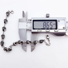 Load image into Gallery viewer, 925 Sterling Silver Skull and Pave Zircon Bracelet. Buy at 100Sterling.com.