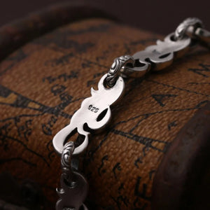 Genuine 925 Sterling Silver Bracelet with vine design chain and toggle clasp. Buy from 100sterling.com.