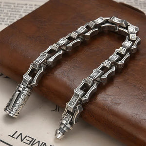 S925 Sterling Silver Rattan Square O-Chain Bracelet