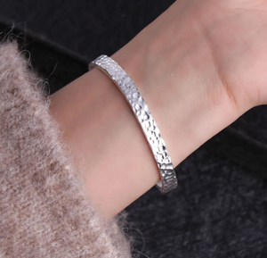 ⭐New 100% S999 Silver Retro Hand Hammered Bracelet