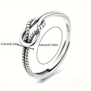 S925 Sterling Silver Ring Retro Knot Ring