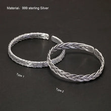 Load image into Gallery viewer, Genuine 999 Solid Sterling Silver Braided Bangle Cuff Bracelet . Buy from 100Sterling.com