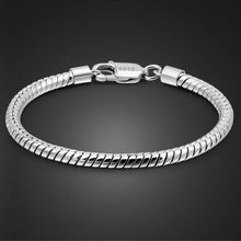 Load image into Gallery viewer, 100% 925 Sterling Silver Smooth Round Snake Chain Bracelet for Women and Men. Buy from 100Sterling.com