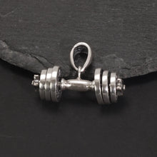 Load image into Gallery viewer, Retro 925 Sterling Silver Dumbbell "Be A Warrior" Pendant, Buy at 100Sterling.com