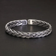 Load image into Gallery viewer, Genuine 999 Solid Sterling Silver Braided Bangle Cuff Bracelet . Buy from 100Sterling.com