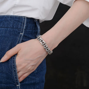 Genuine 925 Sterling Silver Classic Retro Style Bracelet. Buy from 100Sterling.com.