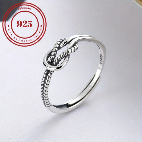 S925 Sterling Silver Ring Retro Knot Ring