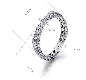 Ornate S925 Sterling Silver Squared Hollow Design Bracelet. Buy at 100Sterling.com.