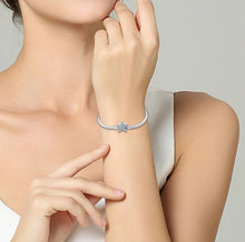 Load image into Gallery viewer, 925 Sterling Silver Snake Chain Bracelet with CZ Star Clasp. Buy at 100Sterling.com.