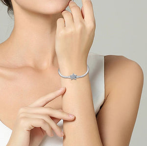 925 Sterling Silver Snake Chain Bracelet with CZ Star Clasp. Buy at 100Sterling.com.