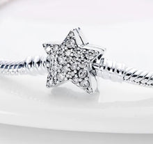 Load image into Gallery viewer, 925 Sterling Silver Snake Chain Bracelet with CZ Star Clasp. Buy at 100Sterling.com.