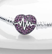 Load image into Gallery viewer, 925 Sterling Silver Snake Chain Bracelet with Beating Heart CZ Clasp