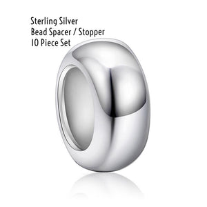 10 Piece Set of Sterling Silver Smooth Round Bead Spacer Stoppers