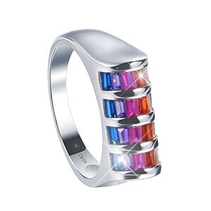 Sterling Silver Colors of the Rainbow Ring Collection - 13 Designs Available