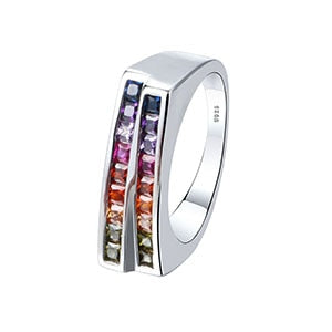 Sterling Silver Colors of the Rainbow Ring Collection - 13 Designs Available