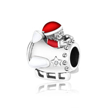 Load image into Gallery viewer, Sterling Silver Santa Travels by Plane Bead Charm