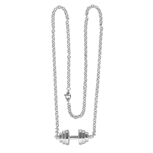 Sterling Silver Barbell Pendant Necklace