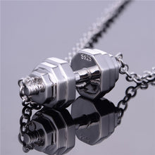 Load image into Gallery viewer, Sterling Silver Barbell Pendant Necklace