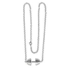 Load image into Gallery viewer, Sterling Silver Barbell Pendant Necklace