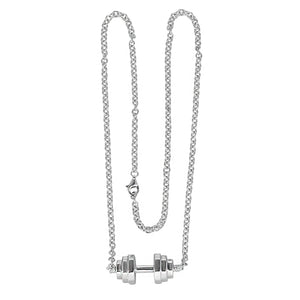 Sterling Silver Barbell Pendant Necklace
