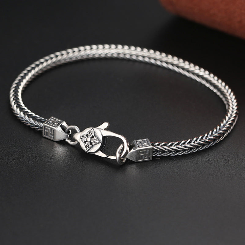 Sterling Silver Retro Style Fox Tail Bracelet – 100Sterling