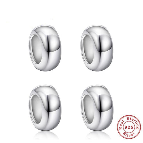 Four Piece Set of Sterling Silver Smooth Round Bead Spacer Stoppers