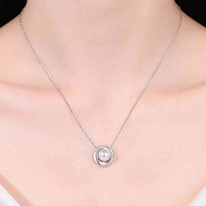 925 Sterling Silver Pearl & Moissanite Pendant Necklace