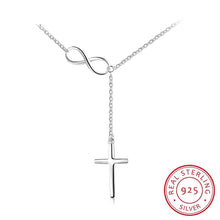 Load image into Gallery viewer, Sterling Silver Infinite Faith Cross Pendent Necklace, Sterling Silver Cross, Sterling Silver Chain, Christian Cross Necklace, Cross Necklace, Woman&#39;s Cross Necklace, Religious Necklace, Religious Jewelry, 100Sterling.com